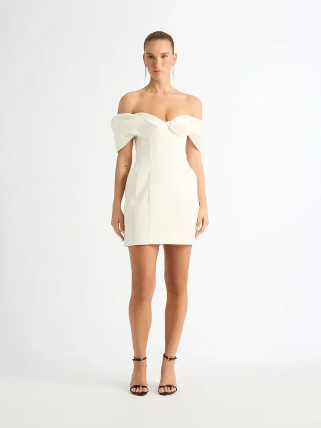 Sheike Nour Cream Mini Dress in White Size AU 10 for rent on The Volte - main image