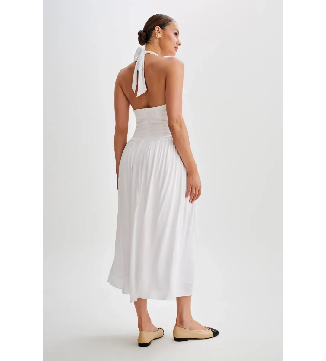Meshki Harriette Halter Midi Dress in White Size XS / AU 6 for rent on The Volte - main image