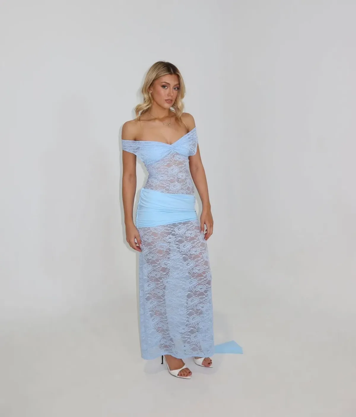 Ivana Maxi Dress In Powder Blue Decondurate Size 6/8 - Image 3
