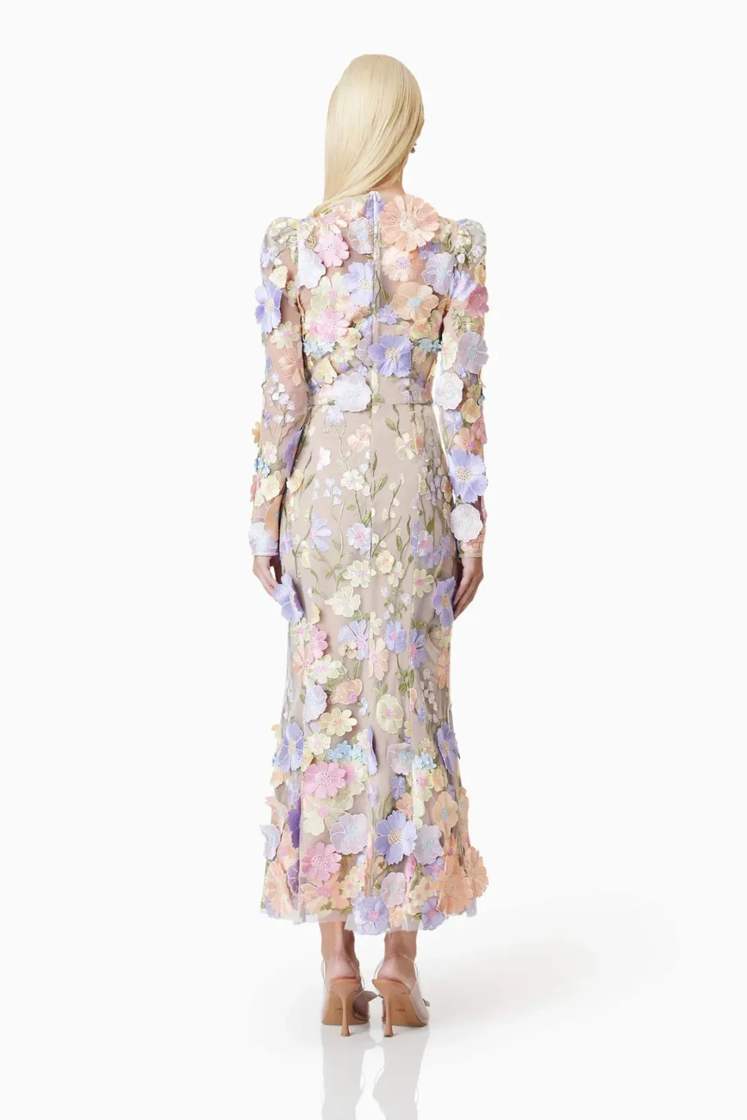 Elliat Shannon 3D Floral Midi Dress In Purple Size 8 for rent on The Volte - main image