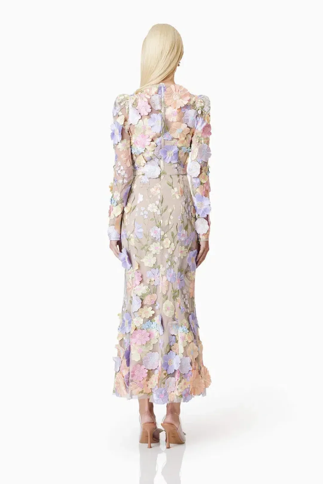Elliatt Shannon 3D Floral Midi Dress Floral Size M / AU 10 for rent on The Volte - main image