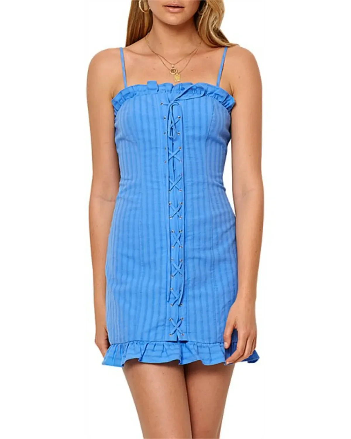 Bec & Bridge Chou Chou Mini Dress Azure Blue Size AU 6 - Image 1