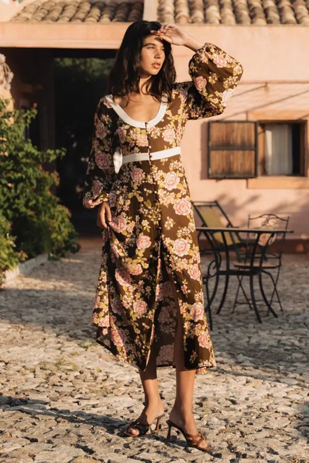 BOHEMIAN TRADERS JULIET SCOOP NECK MIDI / CHOCOLATE / SIZE 8 for rent on The Volte - main image