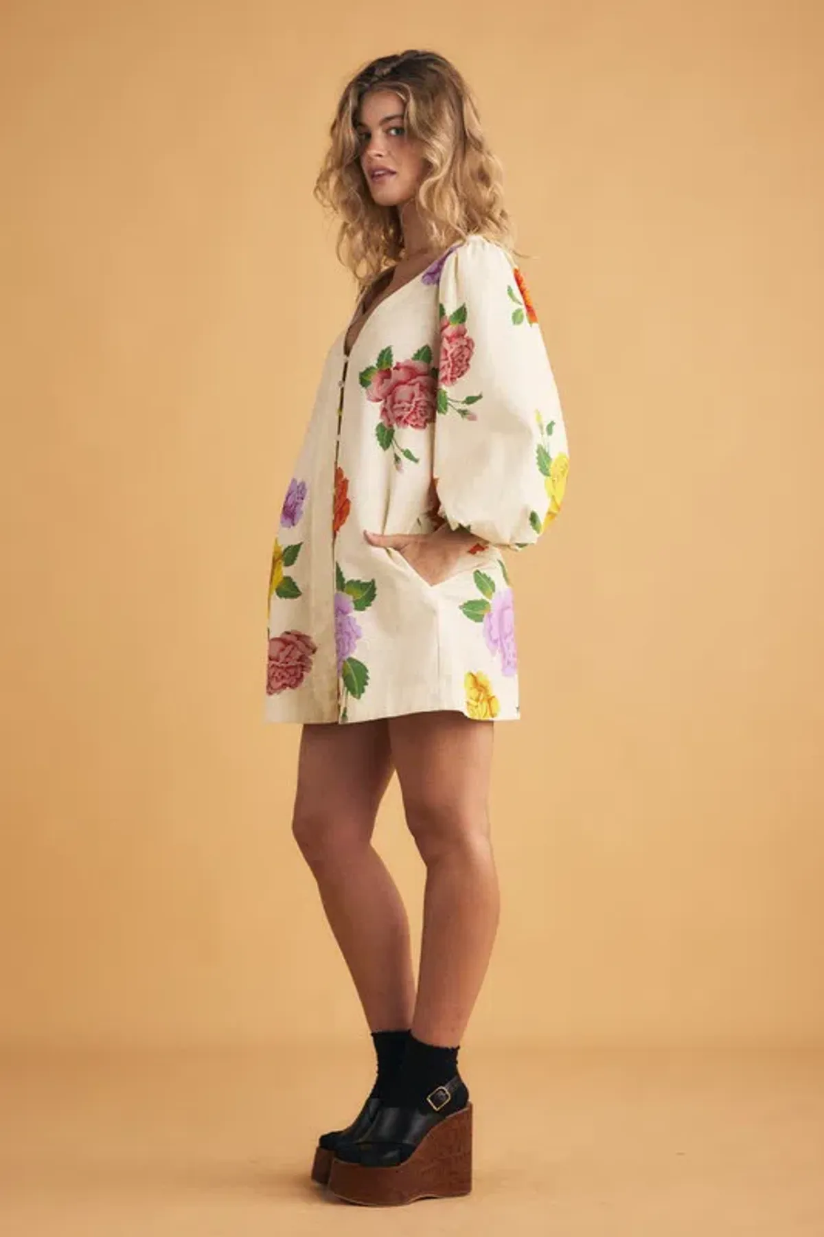 Bohemian Traders Rosetta Mini Dress Cream Size AU 14 - Image 2