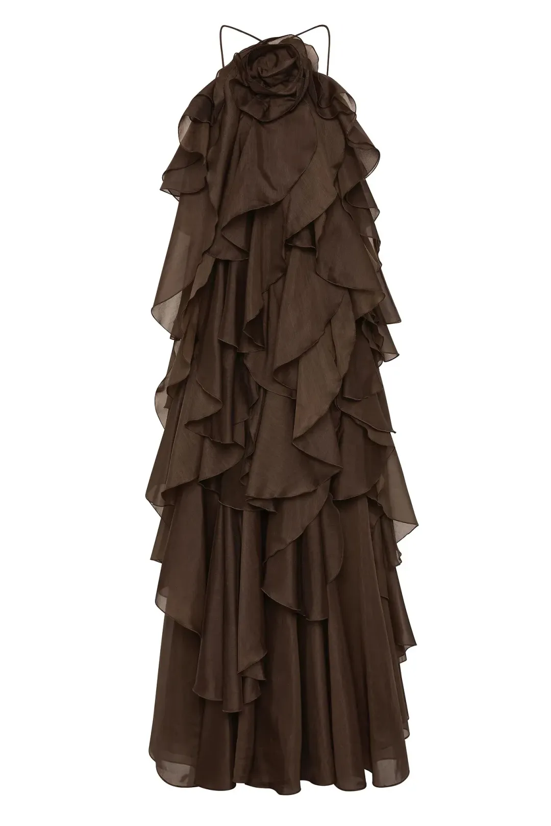 Aje Pandorea Layered Maxi Dress Brown Size 10 for rent on The Volte - main image