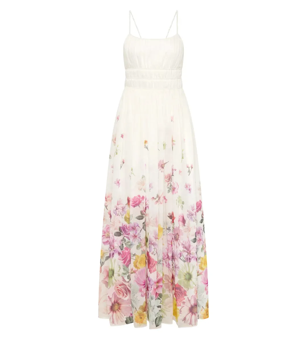 Aje Fleur Maxi Dress Ivory Collage Floral Size 8 for rent on The Volte - main image