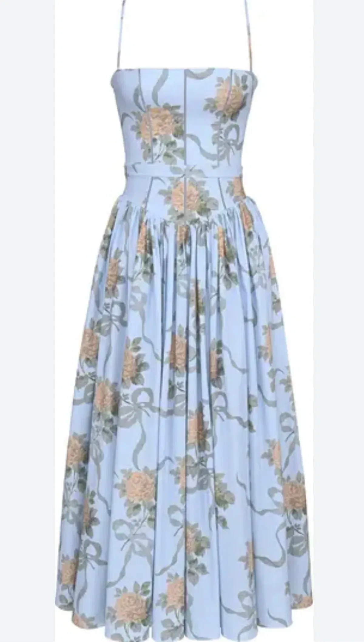 House of CB Ysabella Blue Vintage Rose Print Cotton Midi Sundress Size 10 - Image 1