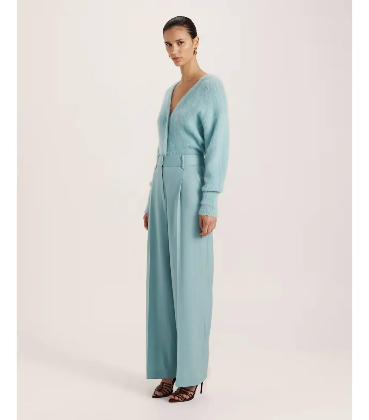 Saba Suki Wide Leg Wool Pant in Seafoam Size AU 12  - Image 2