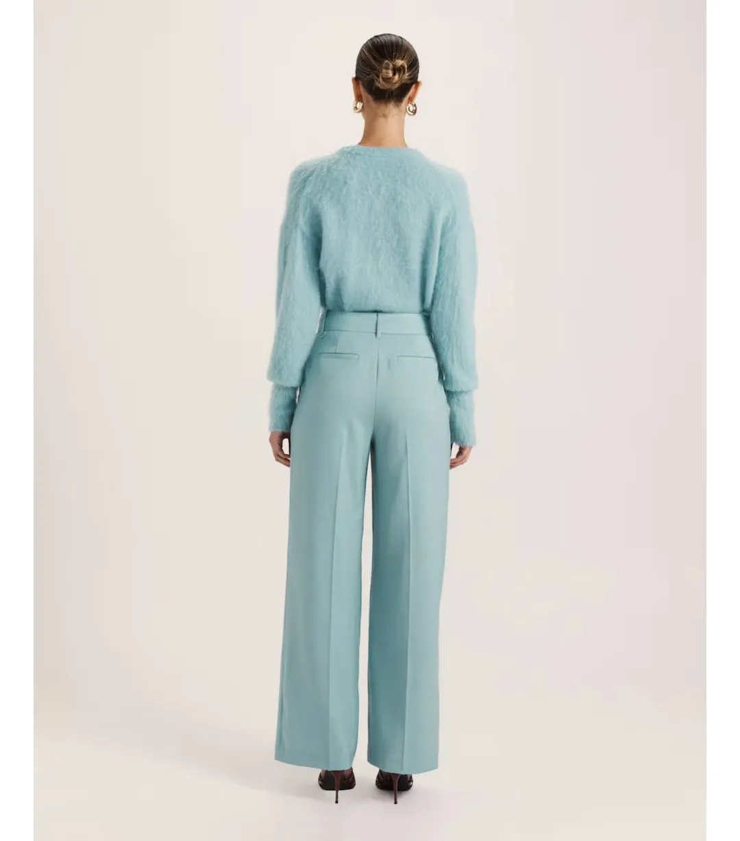 Saba Suki Wide Leg Wool Pant in Seafoam Size AU 12  for rent on The Volte - main image