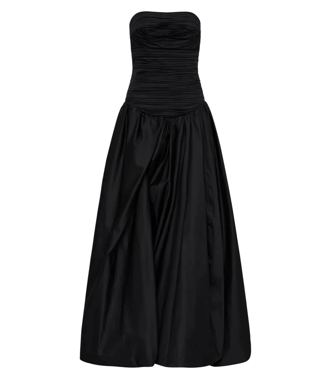 Aje Violette Bubble Hem Maxi Dress Black Size AU 6 for rent on The Volte - main image