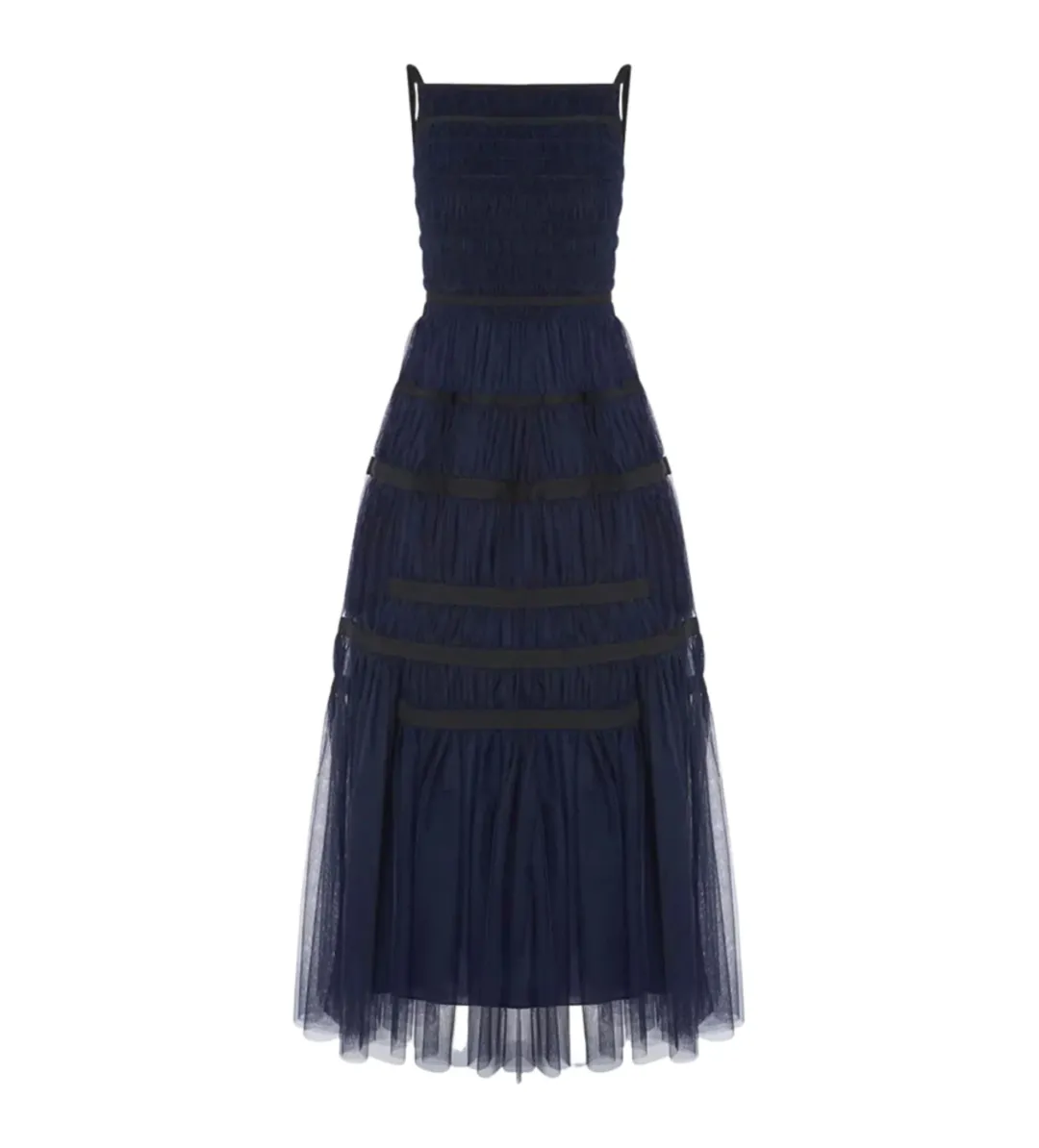 Molly Goddard Soft Tulle Astrid Maxi Dress Navy Size 10 for rent on The Volte - main image