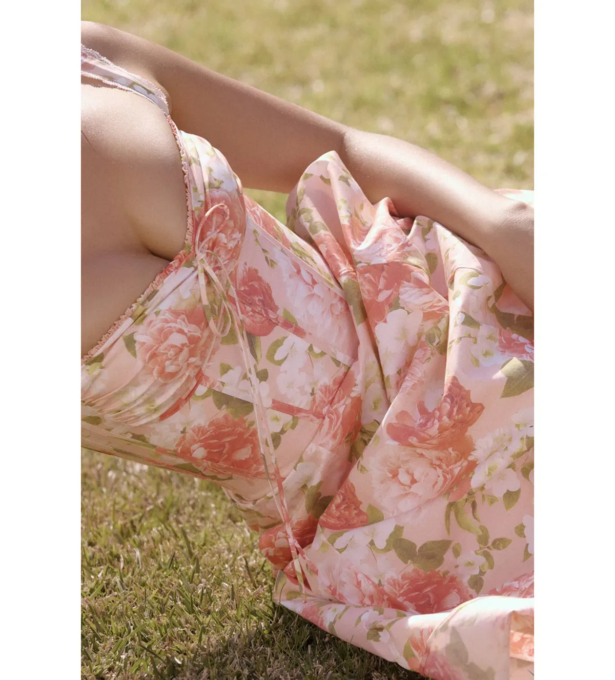 House of CB Rosalee Cotton Bustier Midi Sundress Pink Peony Print Size AU 8 - Image 5