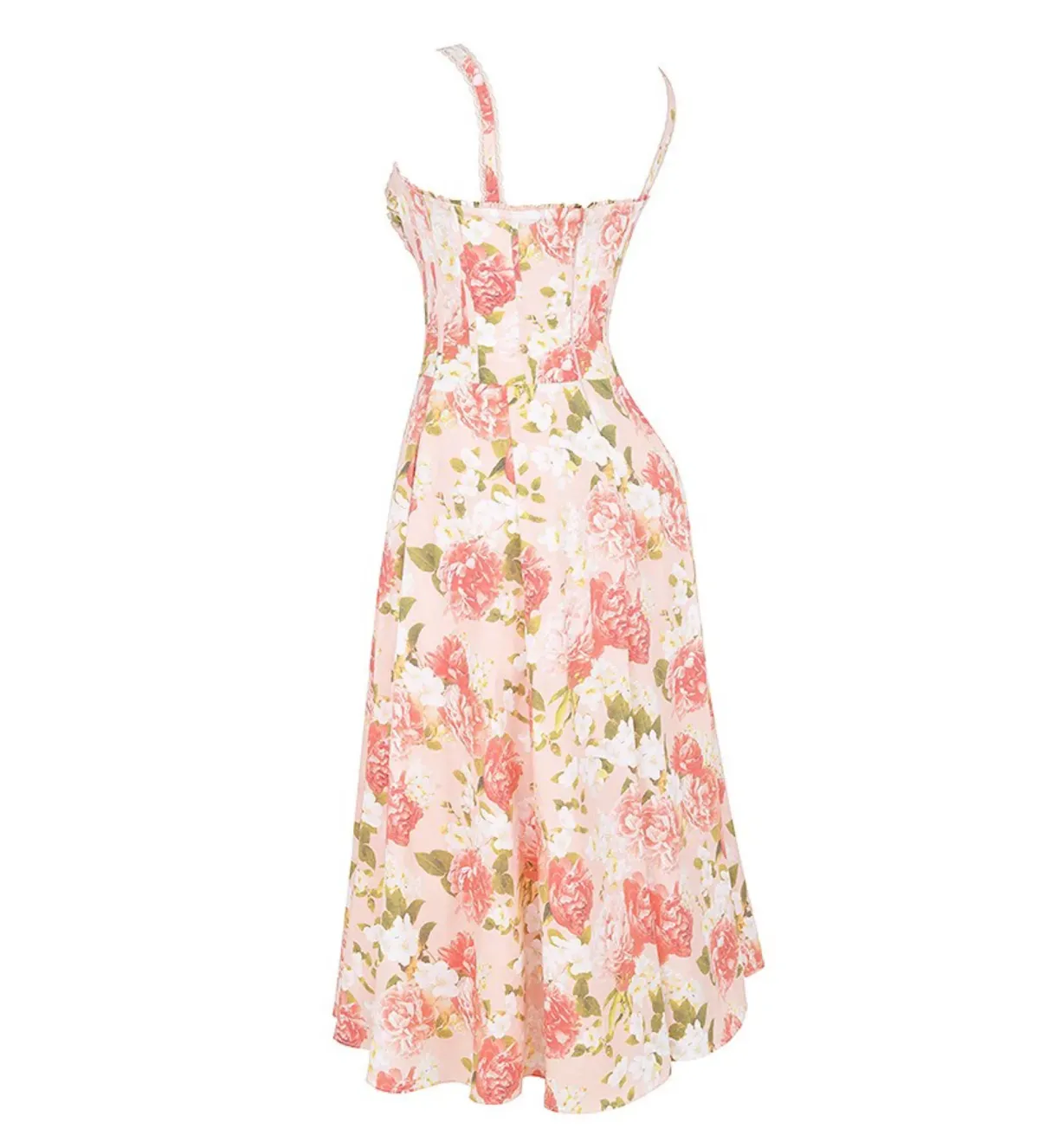House of CB Rosalee Cotton Bustier Midi Sundress Pink Peony Print Size AU 8 - Image 7