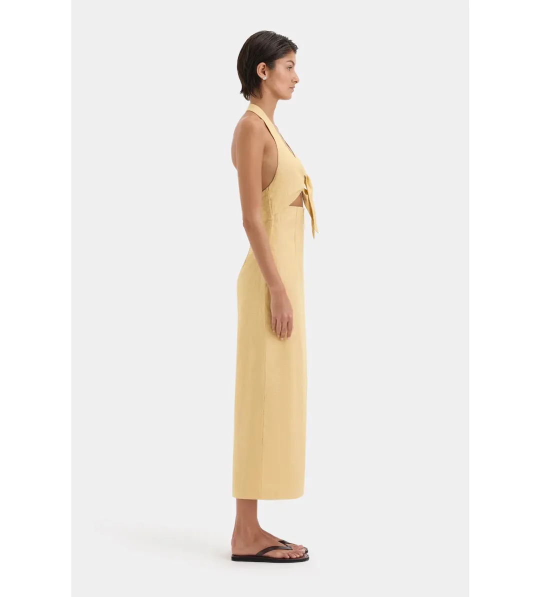 Sir the Label Carlotta Tie Midi Dress Raffia Size AU 10 for rent on The Volte - main image