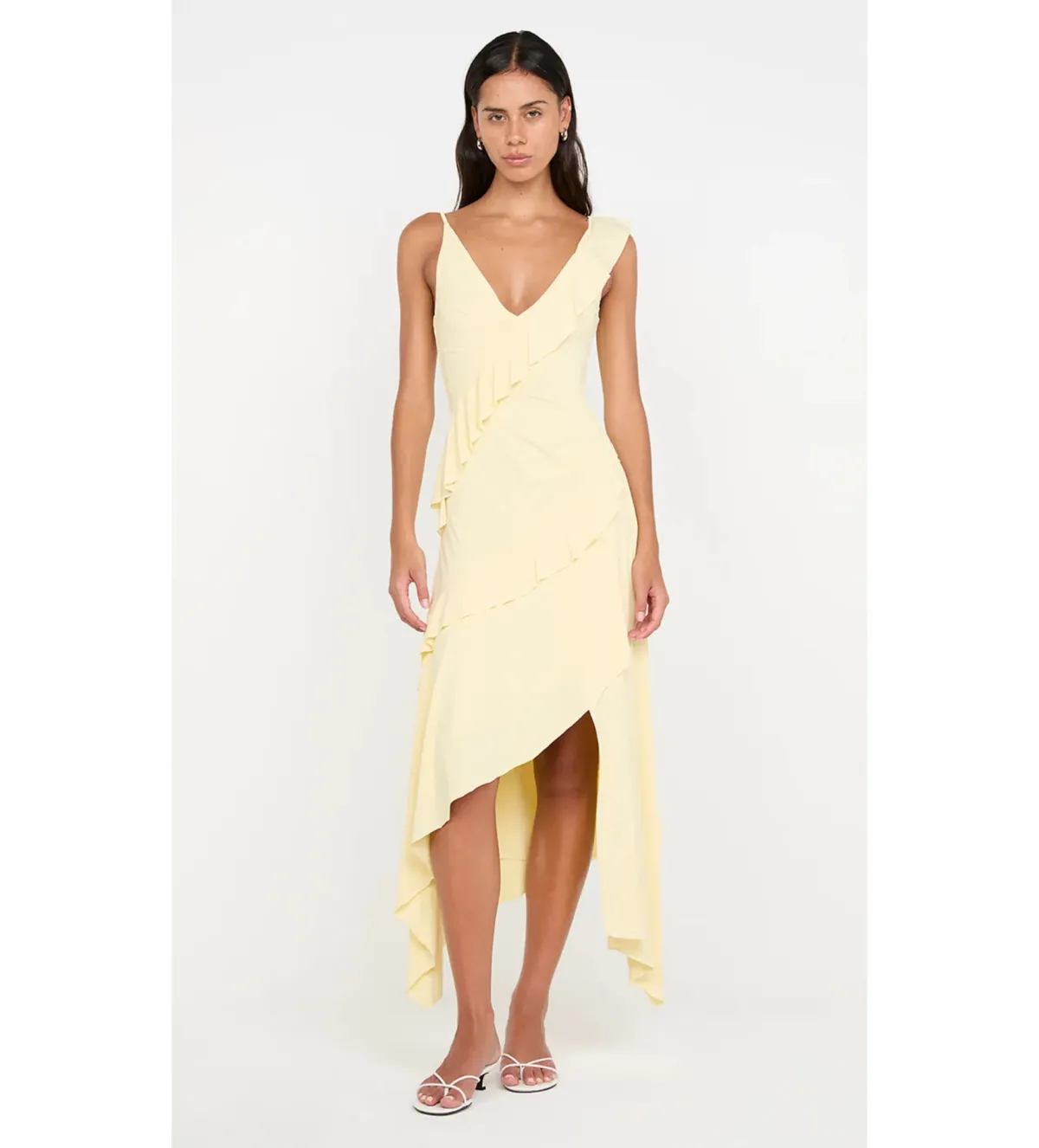 Bec & Bridge Marnie Asym Midi Dress Butter Size AU 8 - Image 1