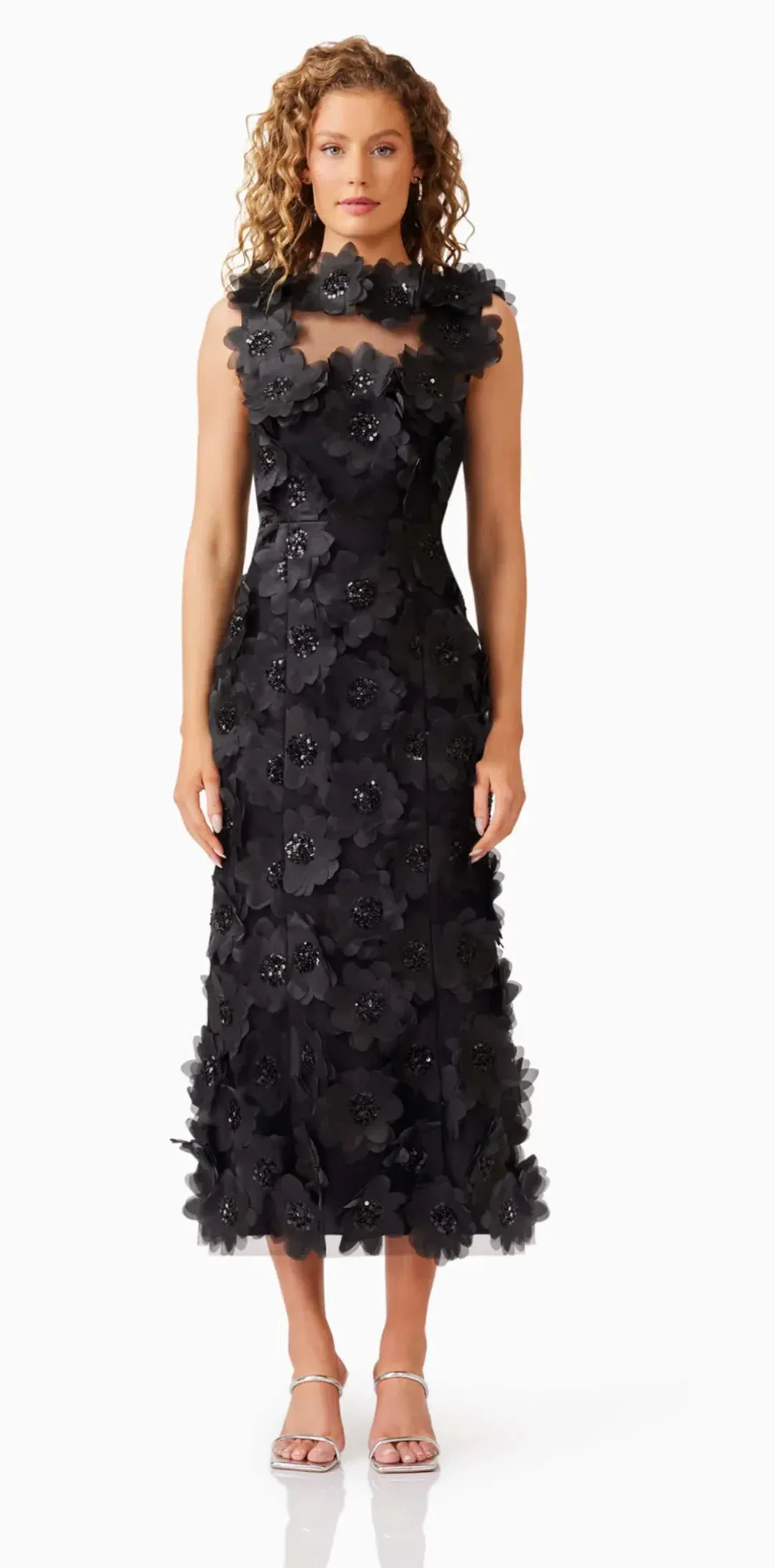 Elliatt Cherry Blossom Midi Beaded Black Size 10 for rent on The Volte - main image