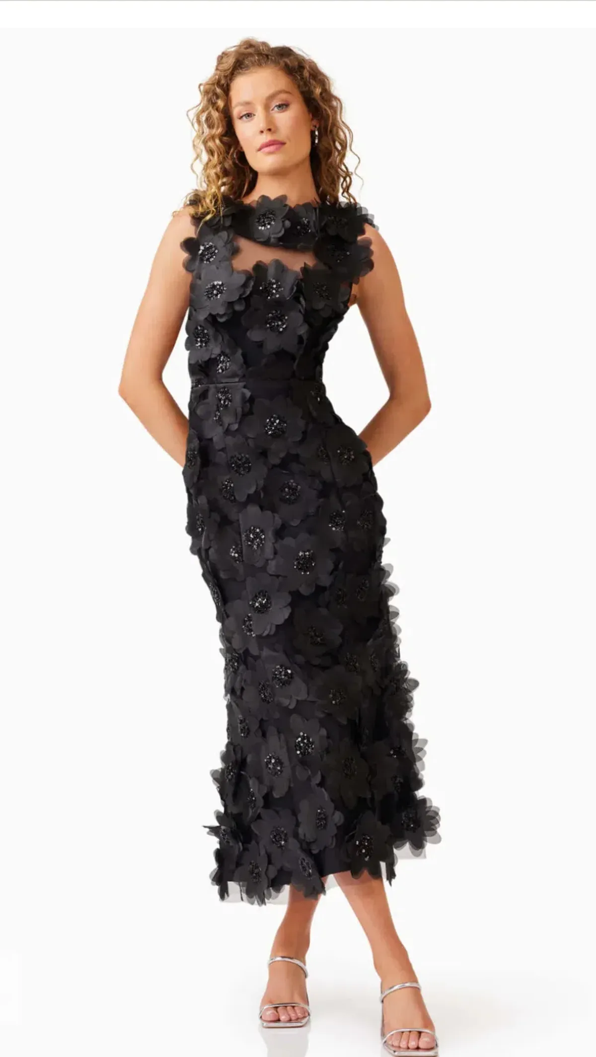 Elliatt Cherry Blossom Midi Beaded Black Size 10 - Image 1