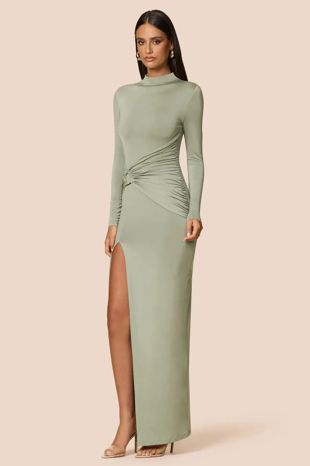 Love Nookie Kaia L/S Maxi Dress Sage Size 10 for rent on The Volte - main image