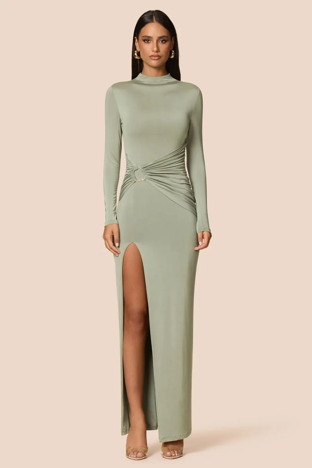 Love Nookie Kaia L/S Maxi Dress Sage Size 10 for rent on The Volte - main image