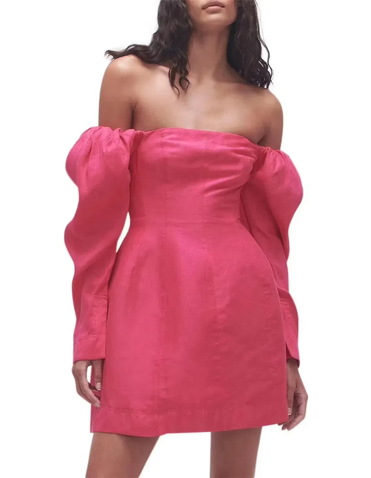 Aje Baret Sleeved Mini Dress in Pink Size 12 - Image 4