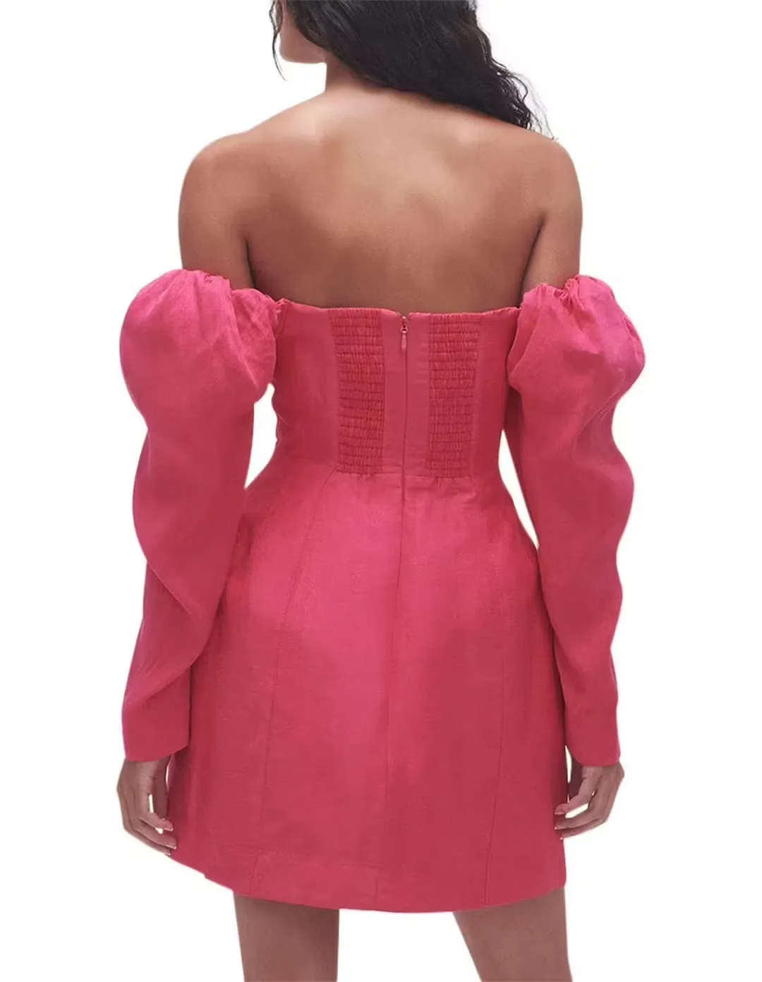 Aje Baret Sleeved Mini Dress in Pink Size 12 for rent on The Volte - main image