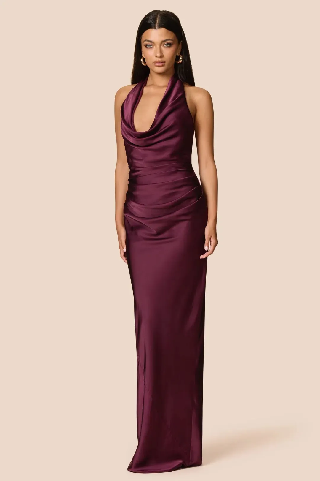 Love Nookie Penelope Drape Gown Mulberry Size 10 for rent on The Volte - main image