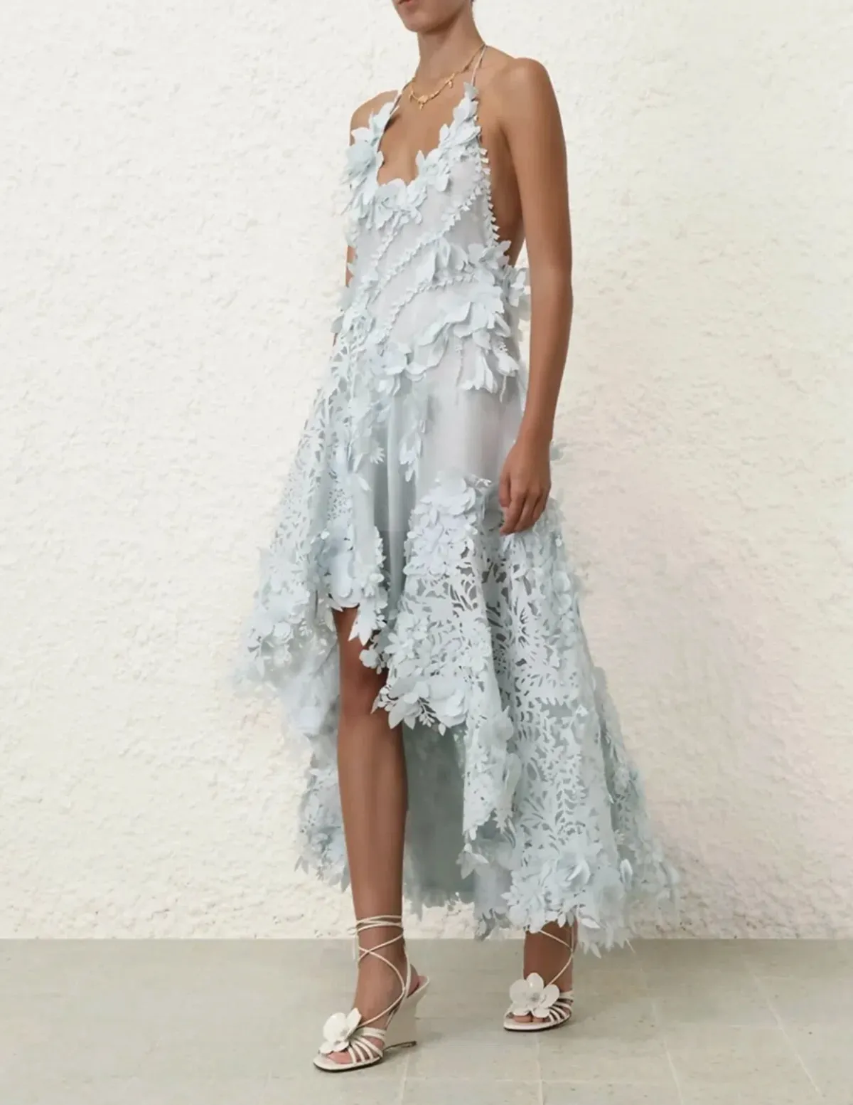 Zimmermann Natura Lasercut Halter Dress Ice Blue Size 0 / AU 8 - Image 4