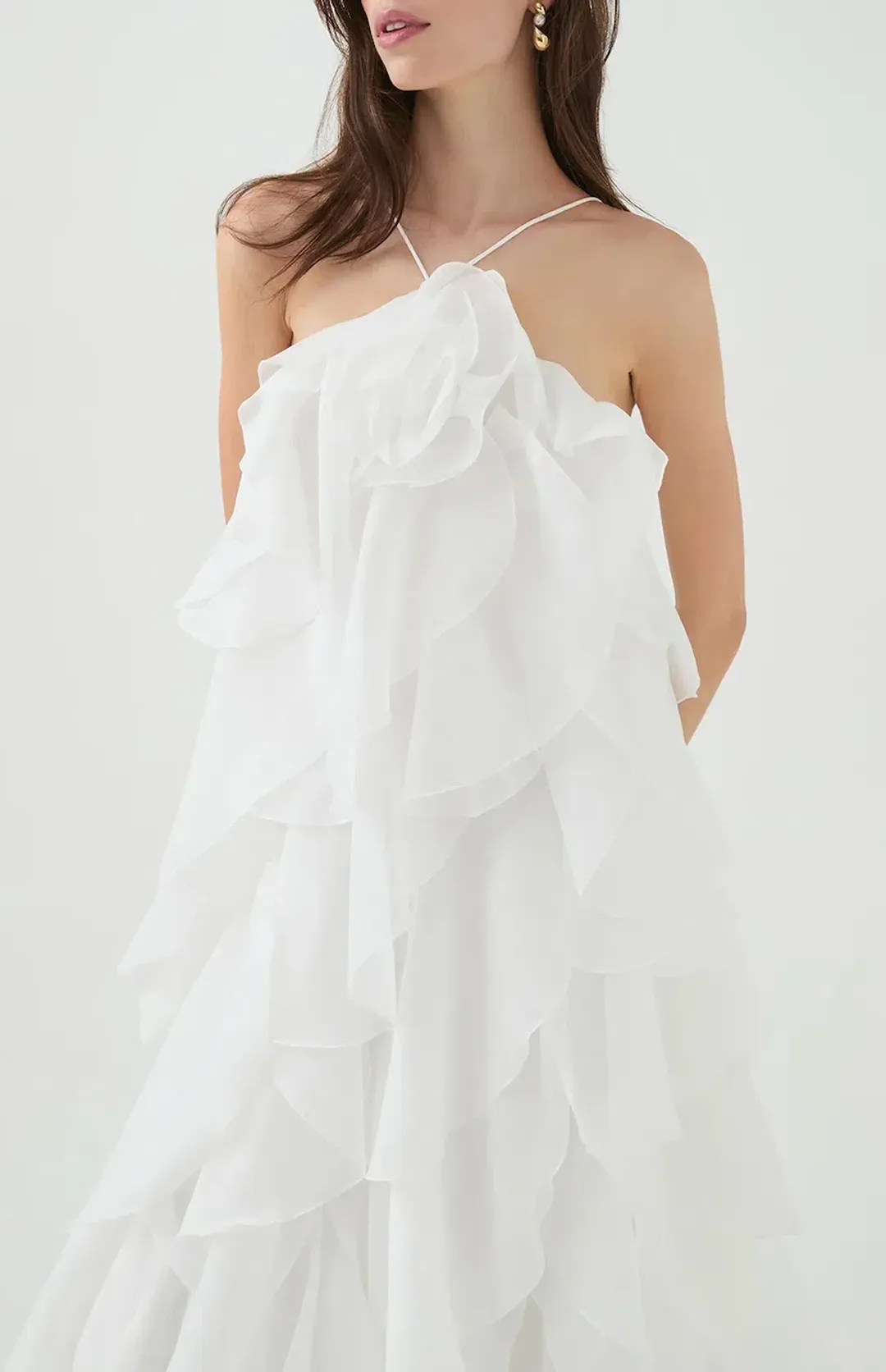 AJE Pandorea Layered Maxi Dress Ivory Size 6 for rent on The Volte - main image