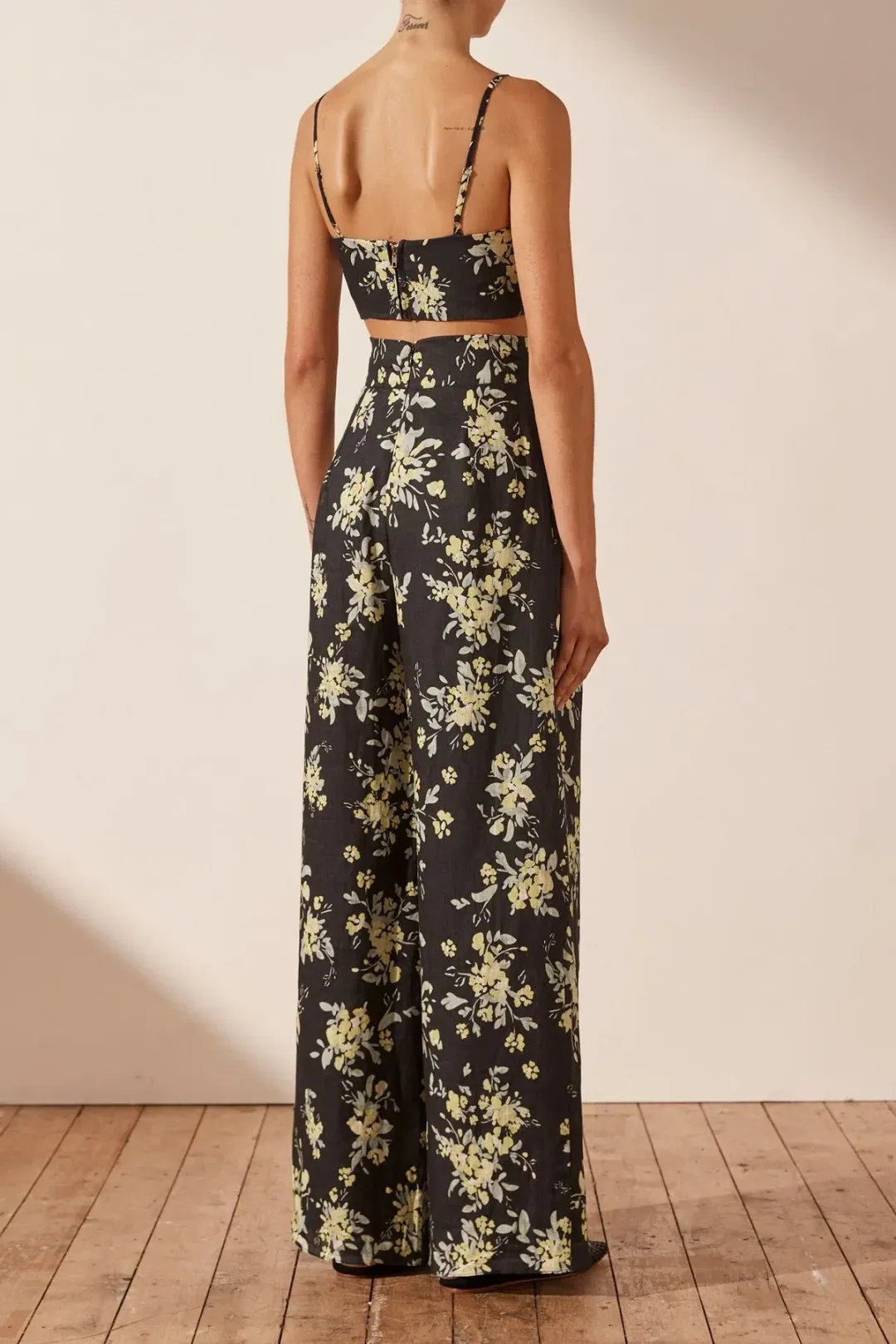 Shona Joy Goldie Tie Front Top & Pant Set Black Size AU 6 for rent on The Volte - main image