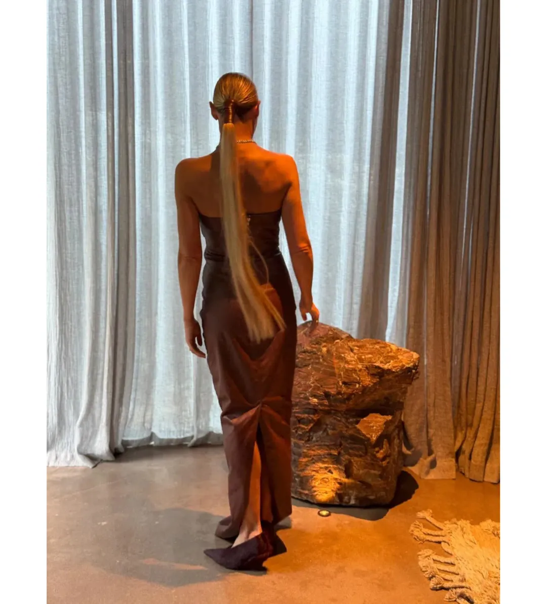 Rick Owens Prong Gown Brown Size AU 6 for rent on The Volte - main image