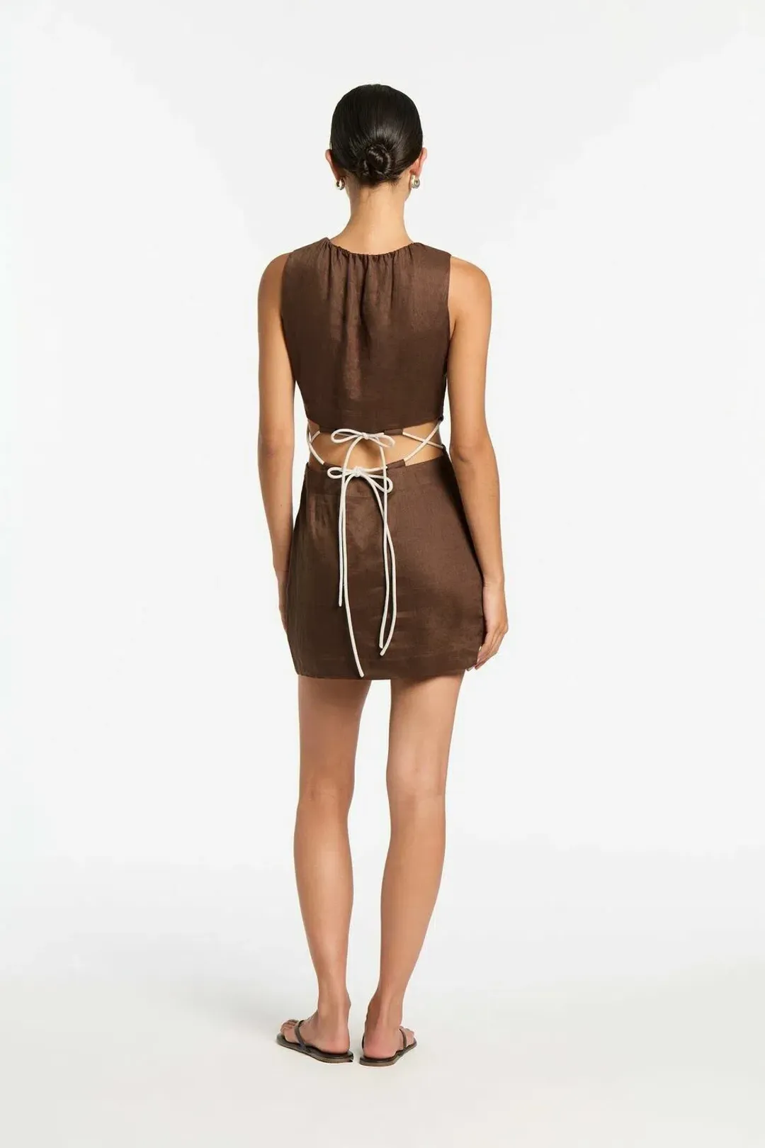 Sir the Label Bettina Corded Mini Dress Brown Size 8 for rent on The Volte - main image