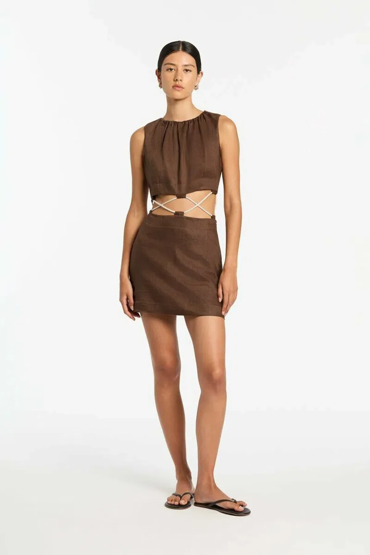 Sir the Label Bettina Corded Mini Dress Brown Size 8 - Image 1