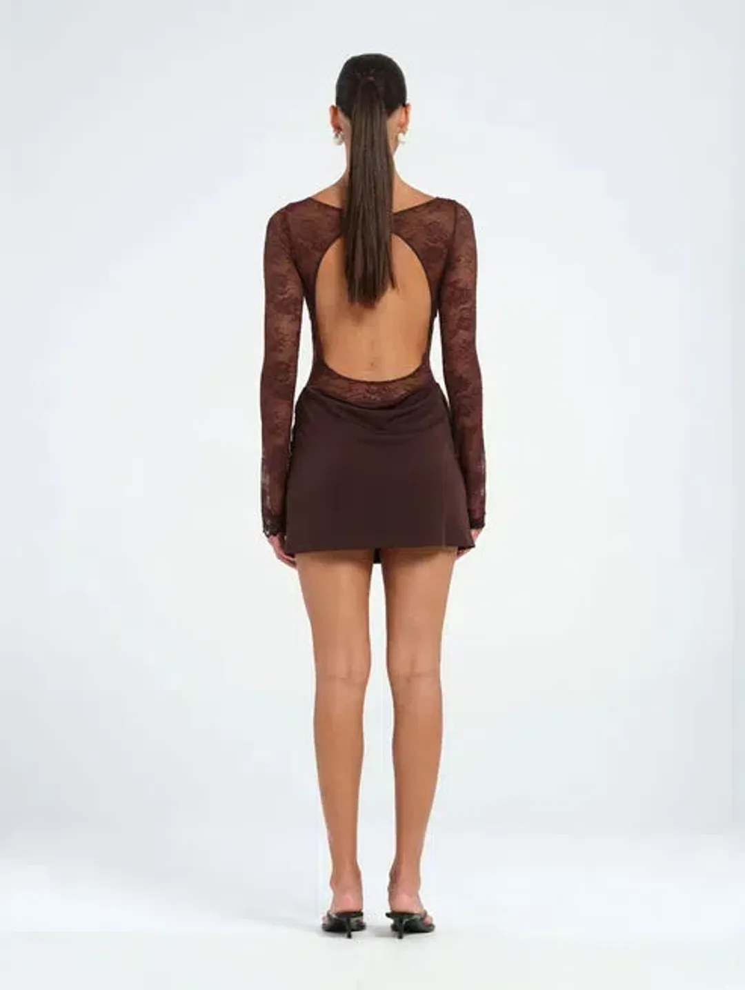 Benni Oskar Mini Dress Brown Size AU 10 for rent on The Volte - main image