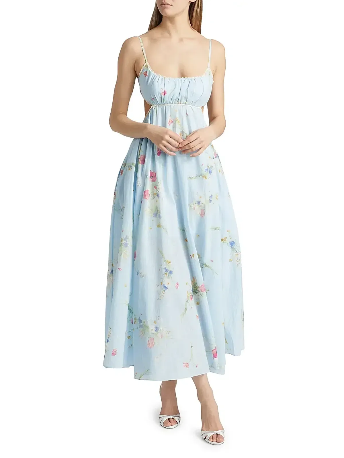 Zimmermann Lucky Picnic Floral Linen Maxi Dress in Blue Size 0 / AU 6 - Image 1