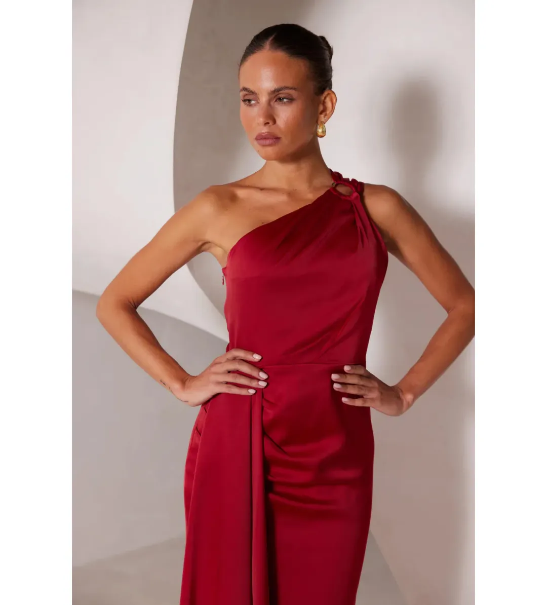 Elle Zeitoune Rhea Maxi Gown in Wine Size AU 14 for rent on The Volte - main image