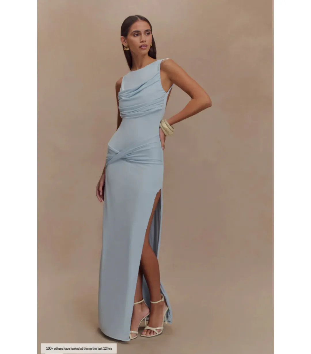 Meshki Henley Drape Maxi Dress Blue Size AU 8 for rent on The Volte - main image