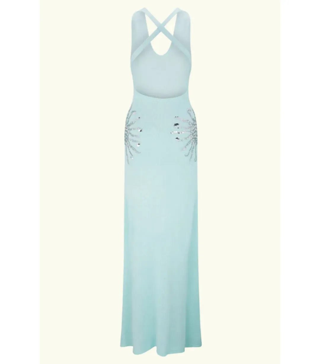 Meshki Ellington Knit Midi Dress in Lagoon Blue Size AU 8 for rent on The Volte - main image