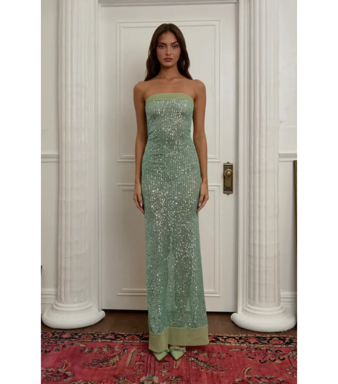 Fait Par Foutch Elizabeth Maxi Dress in Malachine Size AU 10 for rent on The Volte - main image