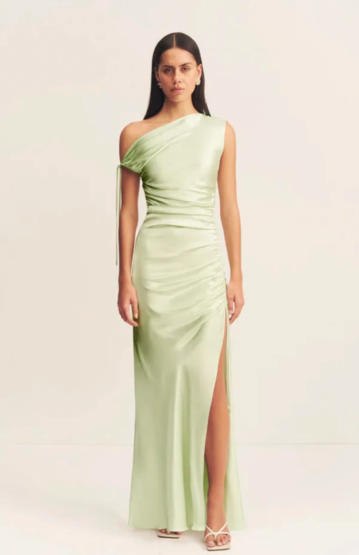 Shona Joy La Lune Gathered Maxi Dress in Key Lime Size AU6 - Image 1