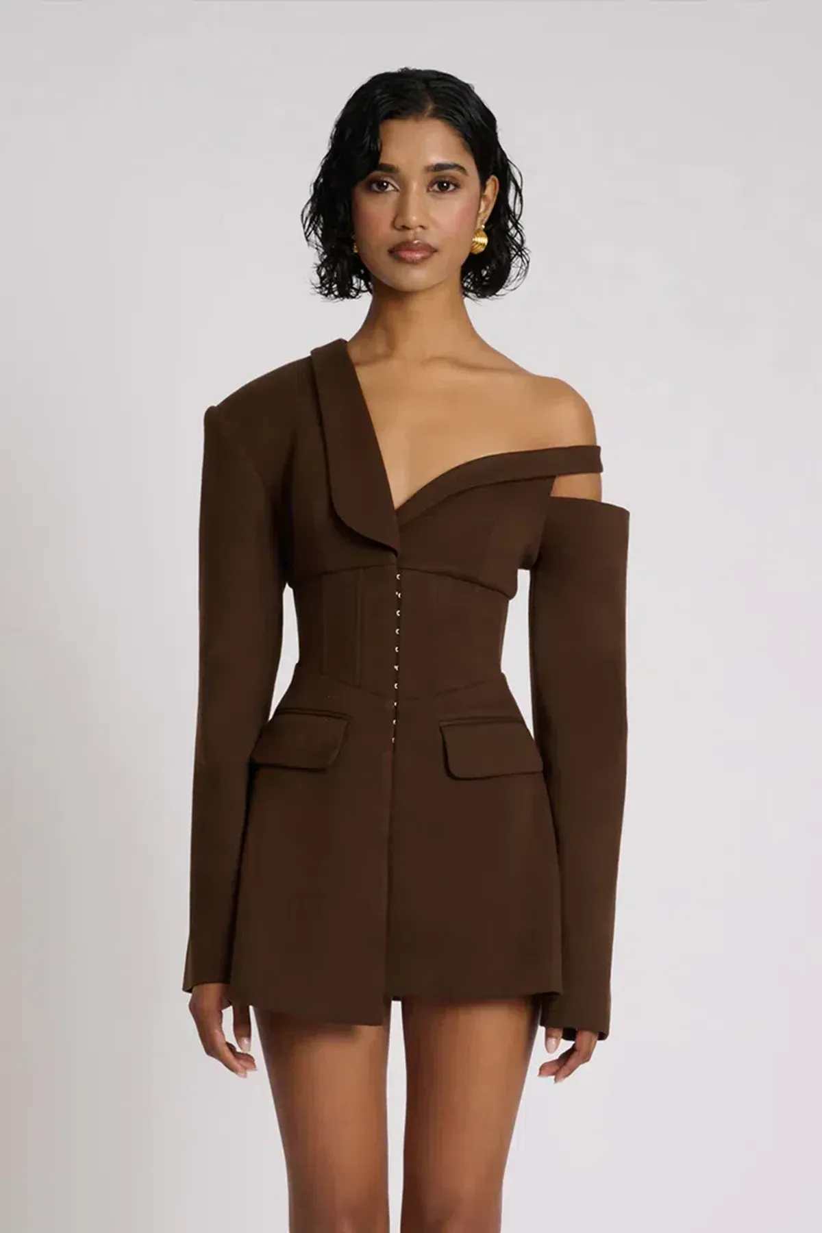 Eliya The Label Ayla Blazer MIni  Dress in Brown Size S / AU 8 - Image 2