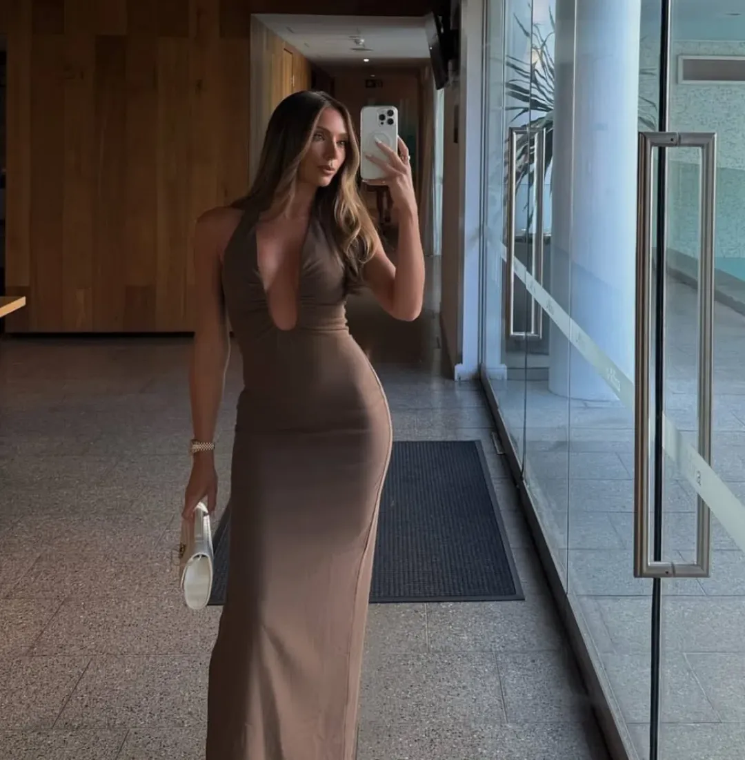 MISHA Alusia Maxi Dress Brown Size 8/S for rent on The Volte - main image