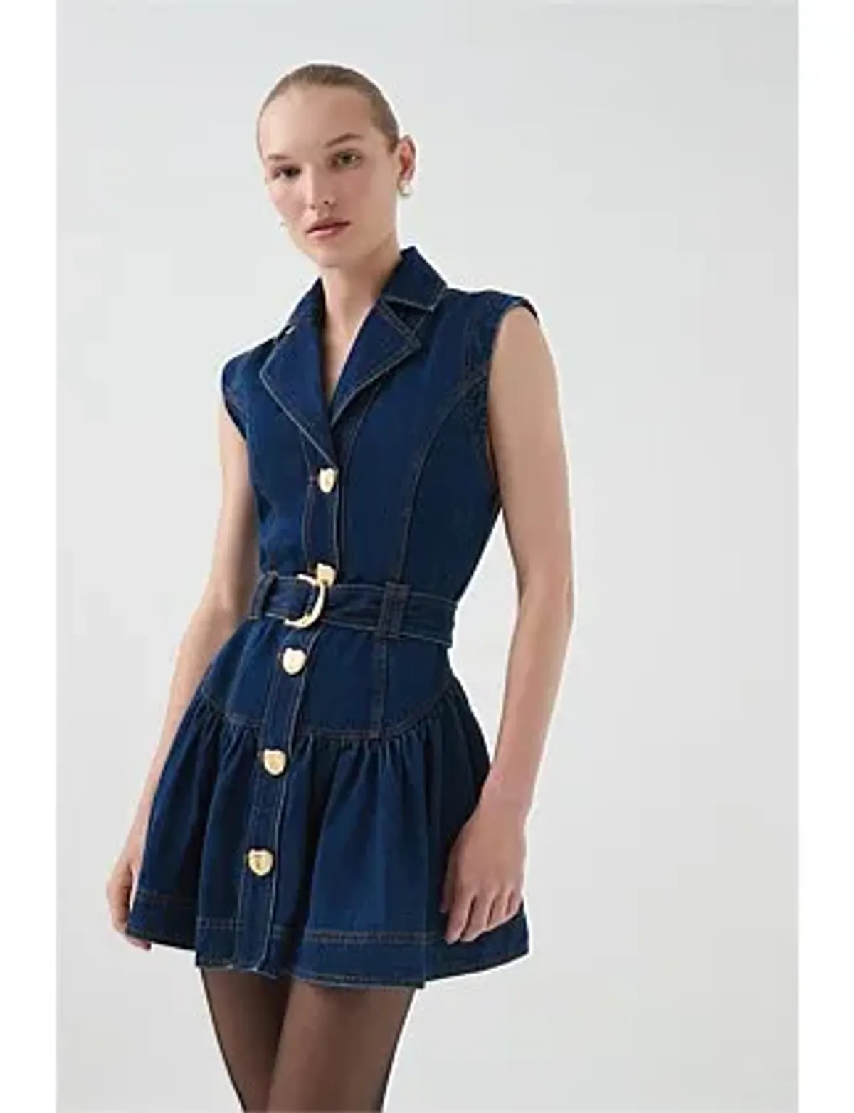 Elena Belted Denim Mini Dress Blue Size 12 - Image 3