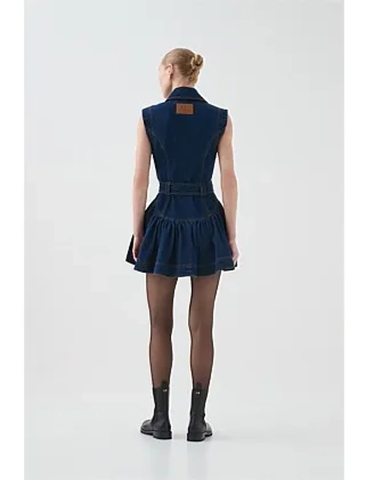 Elena Belted Denim Mini Dress Blue Size 12 - Image 6