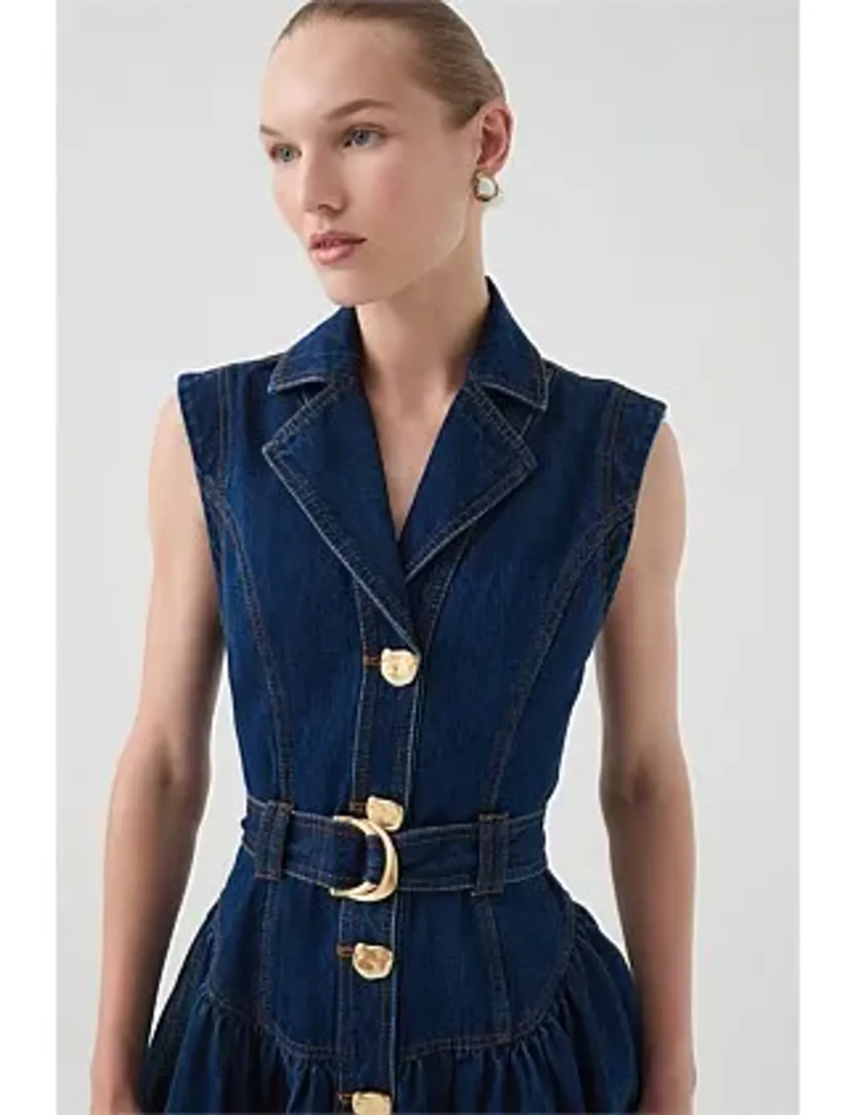 Elena Belted Denim Mini Dress Blue Size 12 - Image 5