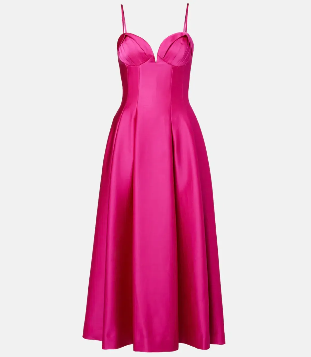 Rebecca Vallance Saskia Pleated Satin Maxi Dress Pink AU 16 - Image 4
