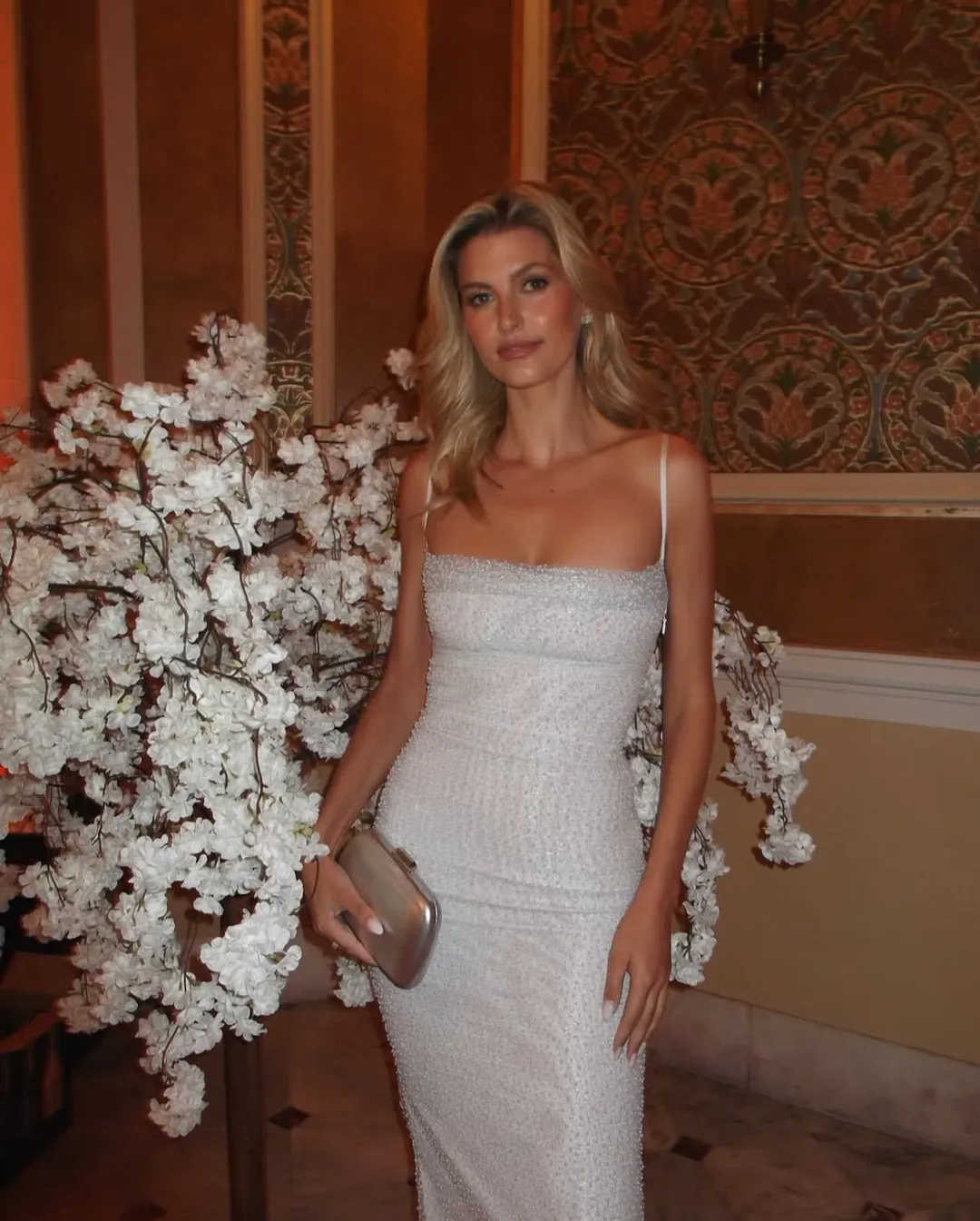 House of CB Calla Embellished Maxi Dress Silver Pearl Size S / AU 8 for rent on The Volte - main image