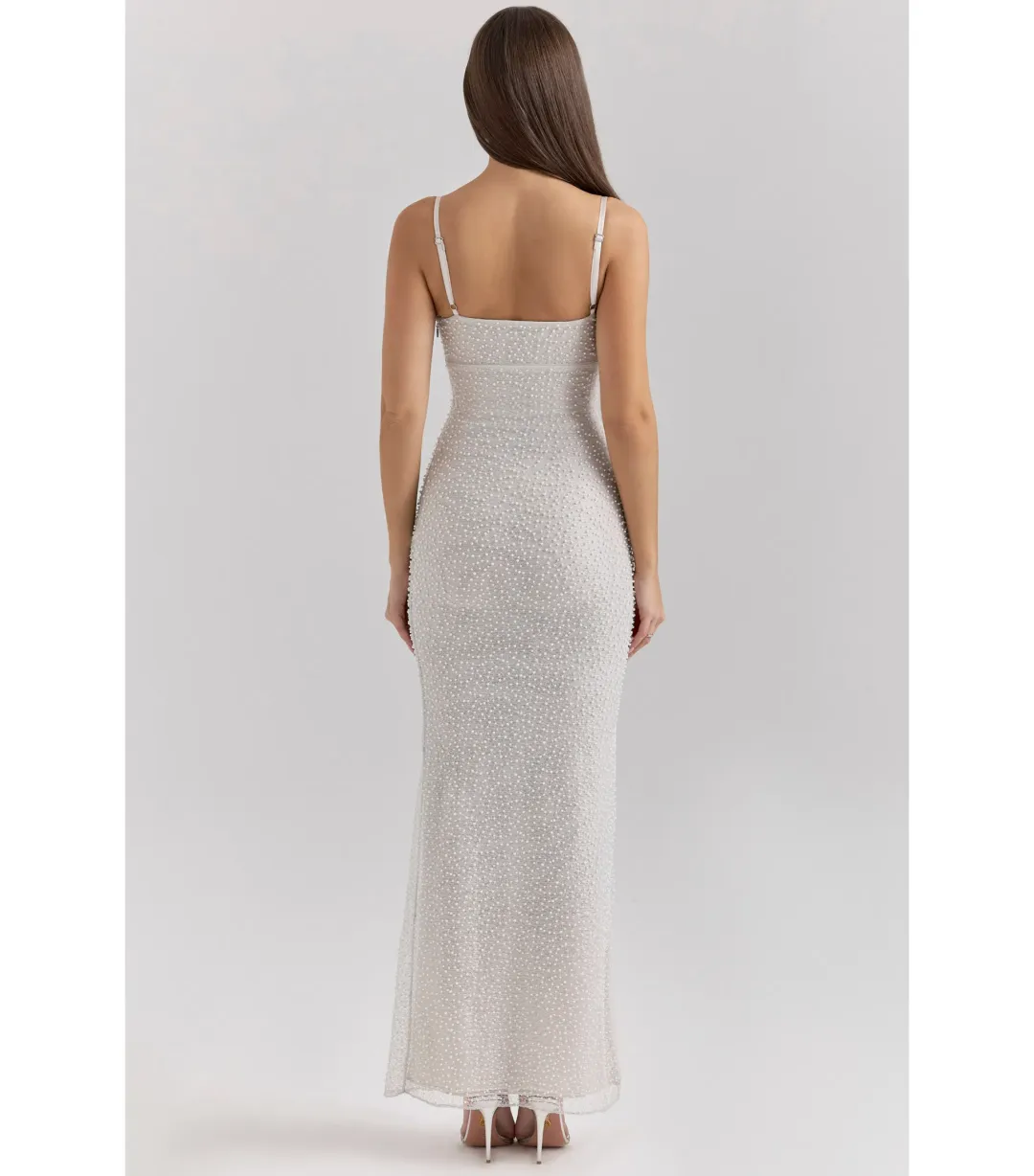 House of CB Calla Embellished Maxi Dress Silver Pearl Size S / AU 8 for rent on The Volte - main image