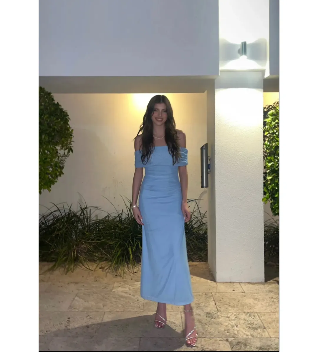 Kookai Bolt Off Shoulder Midi Dress Powder Blue Size AU 6 for rent on The Volte - main image