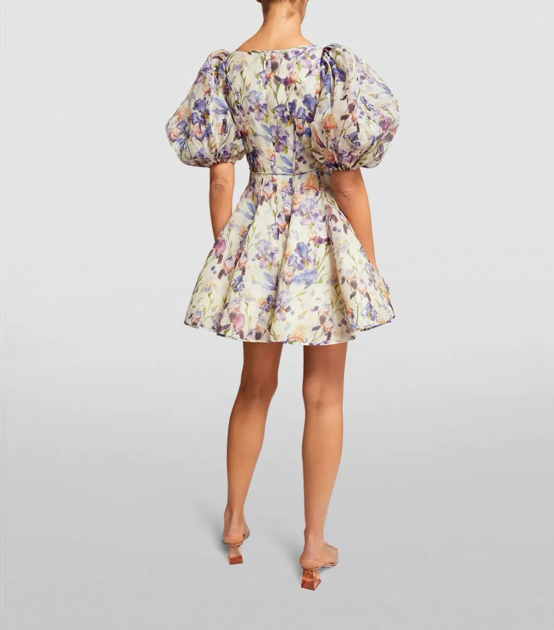 Zimmermann Tama Puff Sleeve Mini Dress in Iris Floral Size 2/AU12 for rent on The Volte - main image