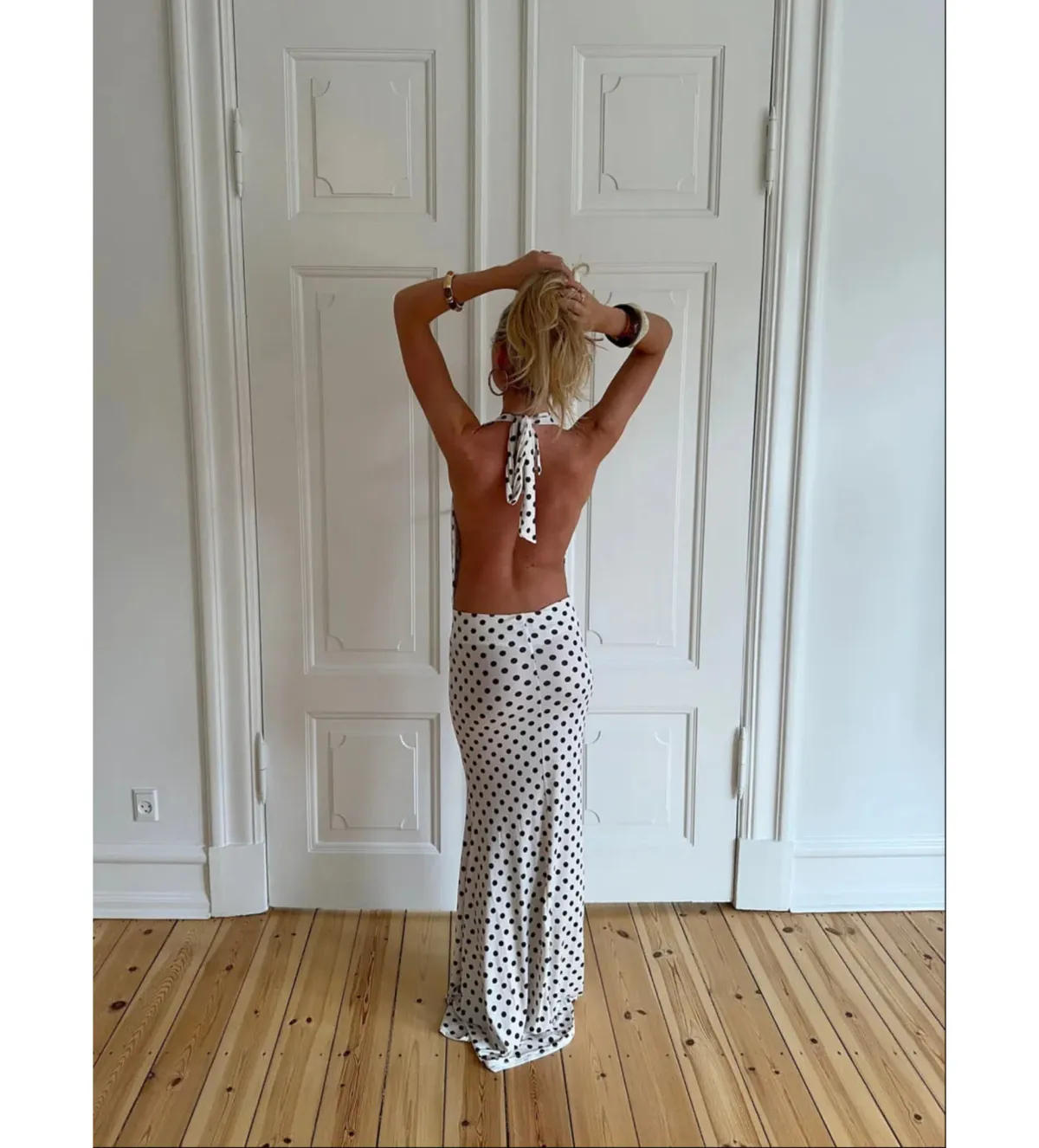 Design By Si Maltina Black And White Spot Maxi Dress Size 6 - Image 3